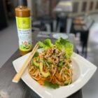 Japanese Miso and Sesame cold noodle salad with green beans and Pistachio